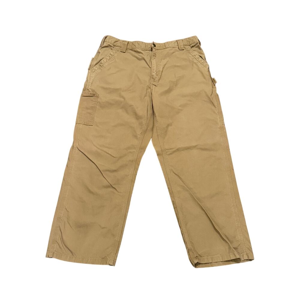 Carhartt Canvas Work Dungaree Pant Dark Khaki Cargo Utility Work Cotton 38x30